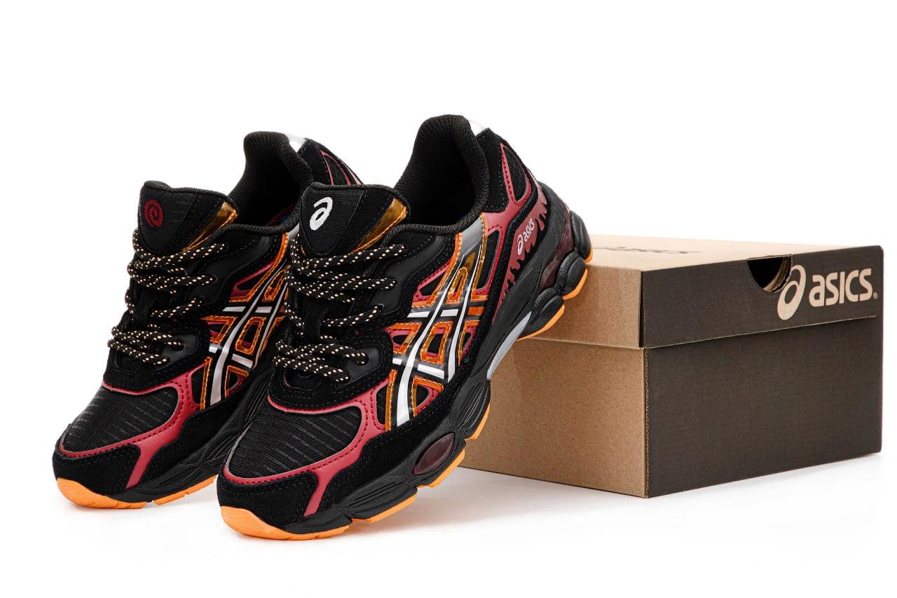 Жіночі кросівки Asics Gel NYC Black Red Чорні з червоним Взуття Асікс Гель Нук замша текстиль повсякденні демісезон