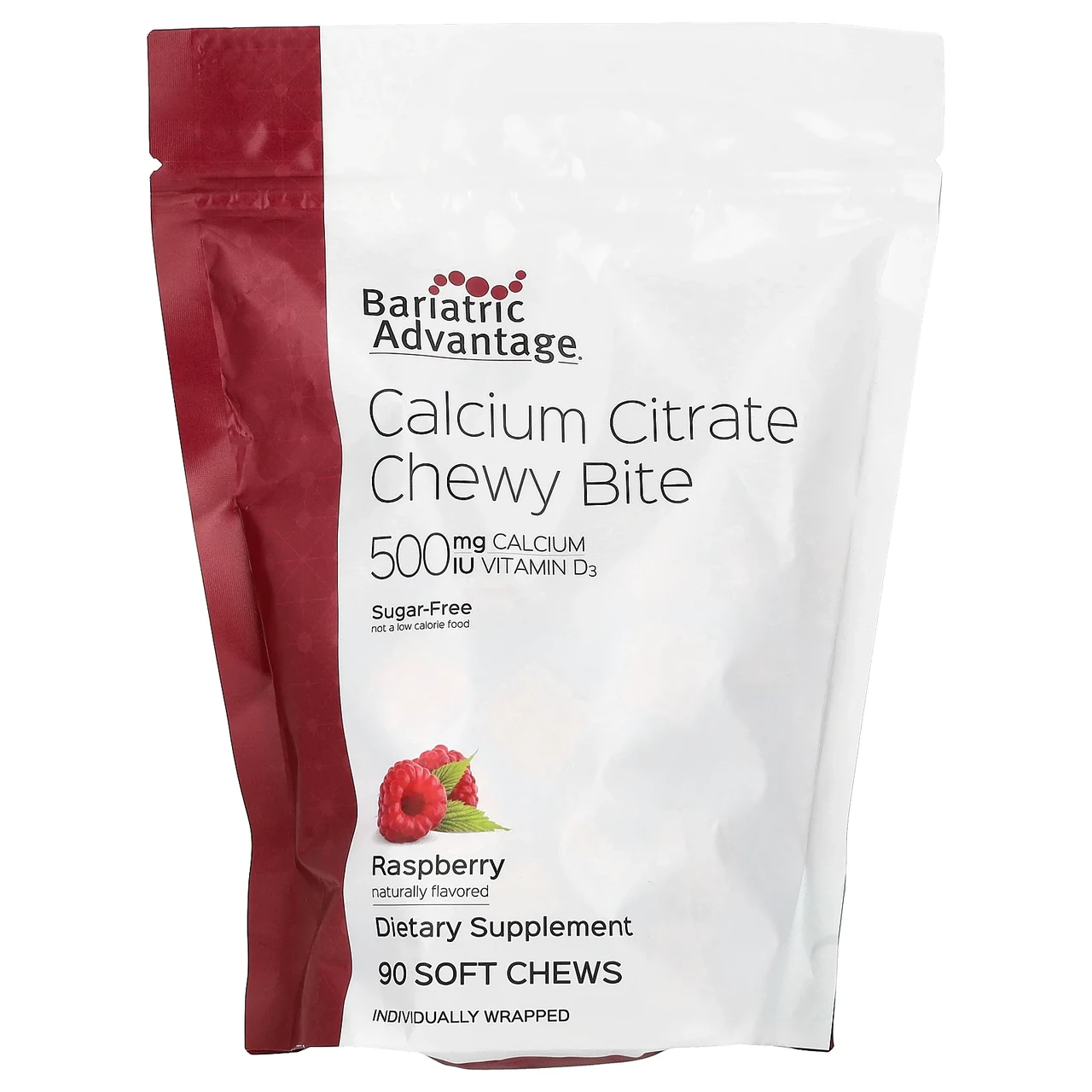 Bariatric Advantage, Chewy Bite з цитратом кальцію, без цукру, малина, 90 жувальних таблеток, Київ