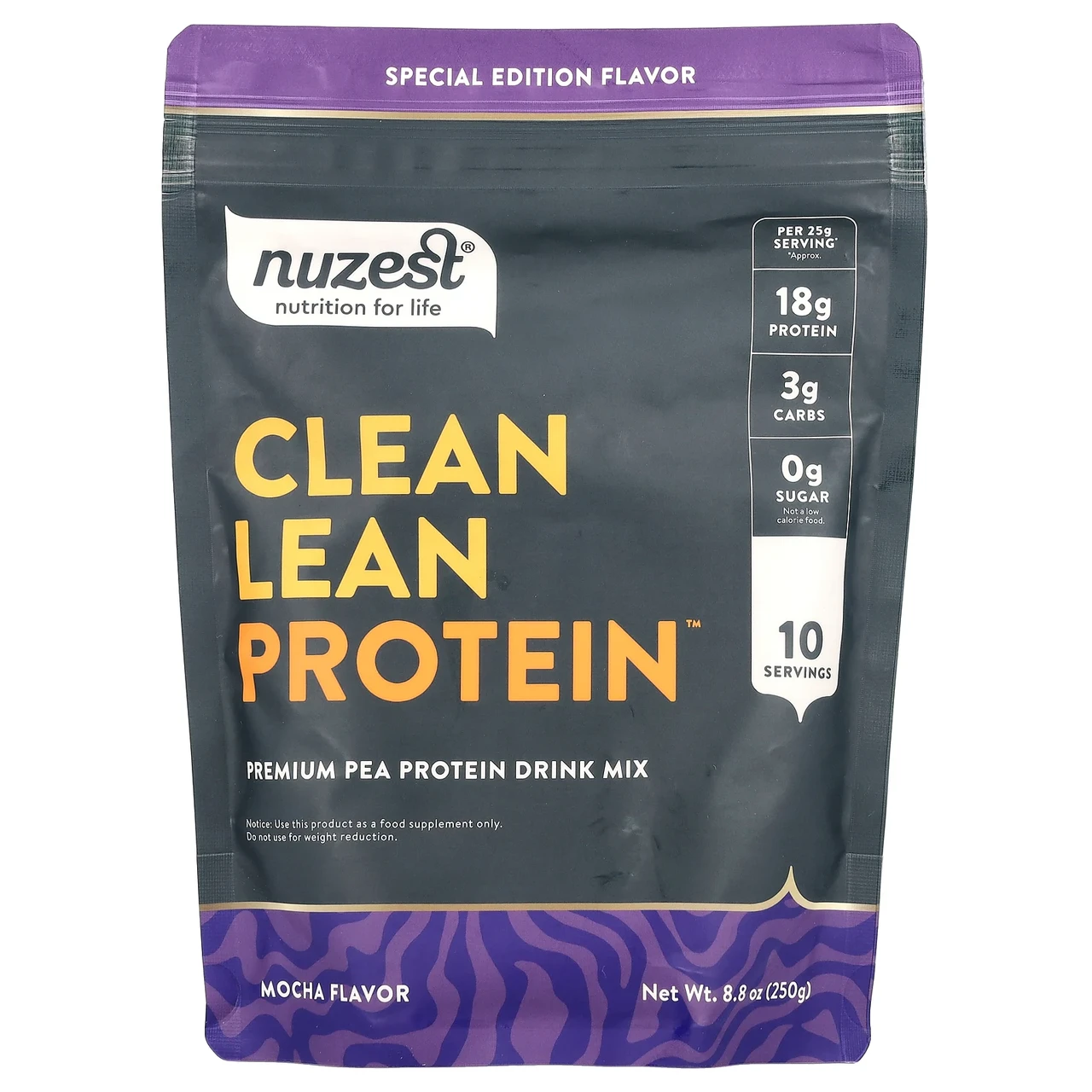 Nuzest, Clean Lean Protein™, Premium Pea Protein Drink Mix, Mocha , 8.8 oz (250 g), Київ, фото 1