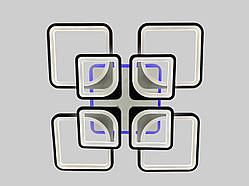 Світлодіодна люстра в сірому кольорі 6480/4+4GR LED 3color dimmer