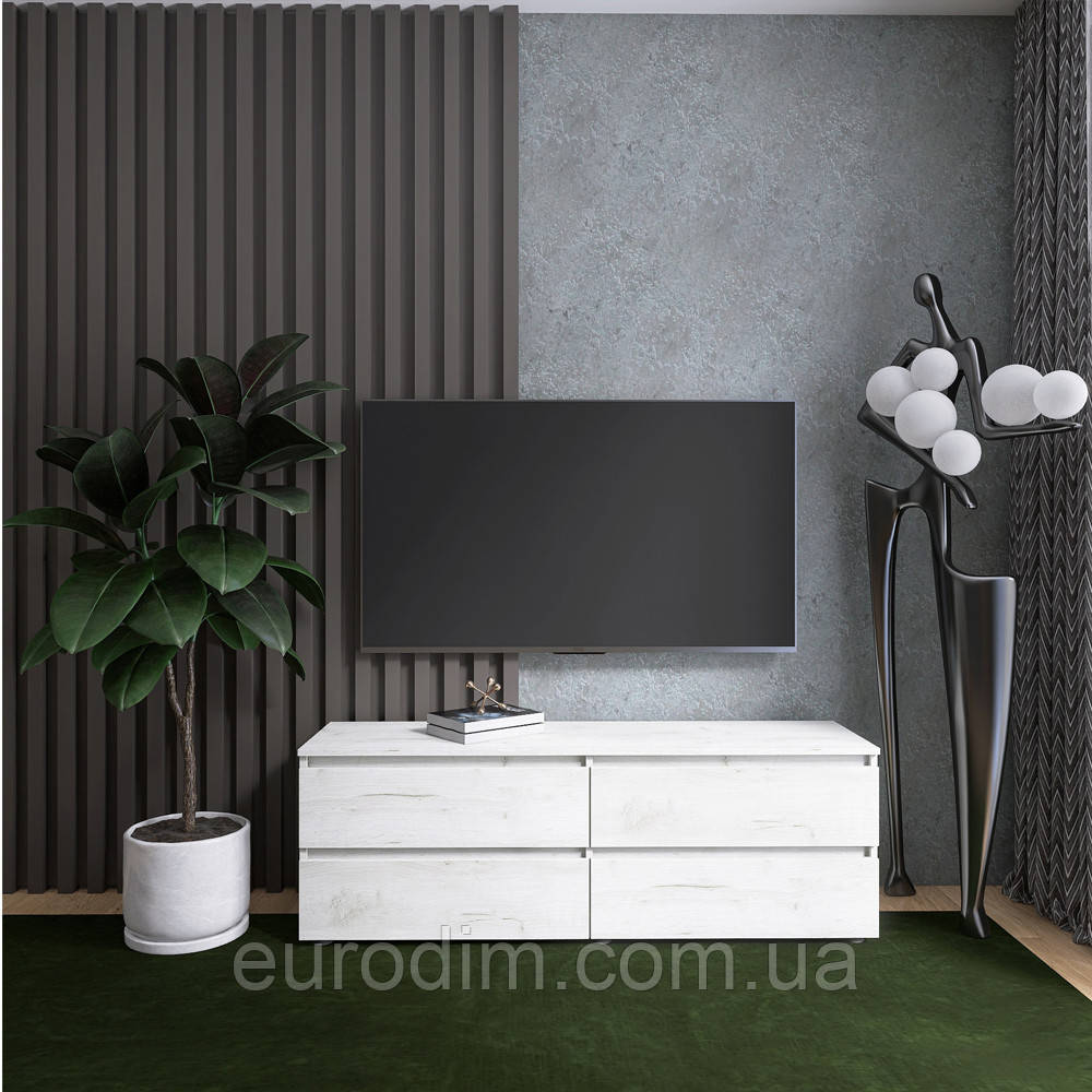 Тумба під телевізор Еверест ЛТВ-1400 Лайт 140х38х49 см Дуб Крафт білий (DTM-071082)