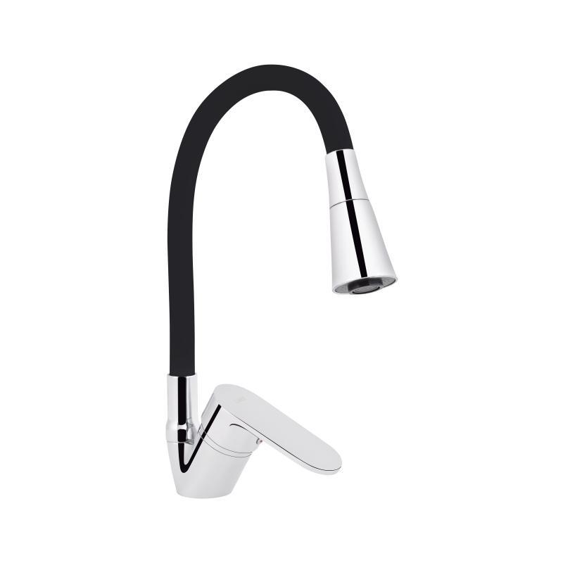Змішувач для кухні Lidz Tani 008F3 з гнучким виливом (k40) LDTAN008F3BCR39484 Chrome/Black, фото 1