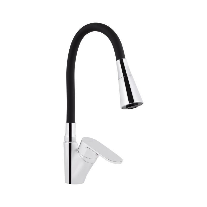 Змішувач для кухні Lidz Tani 007F3 з гнучким виливом (k40) LDTAN007F3BCR37649 Chrome/Black, фото 1