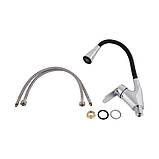 Змішувач для кухні Lidz Tani 007F3 з гнучким виливом (k40) LDTAN007F3BCR37649 Chrome/Black, фото 5