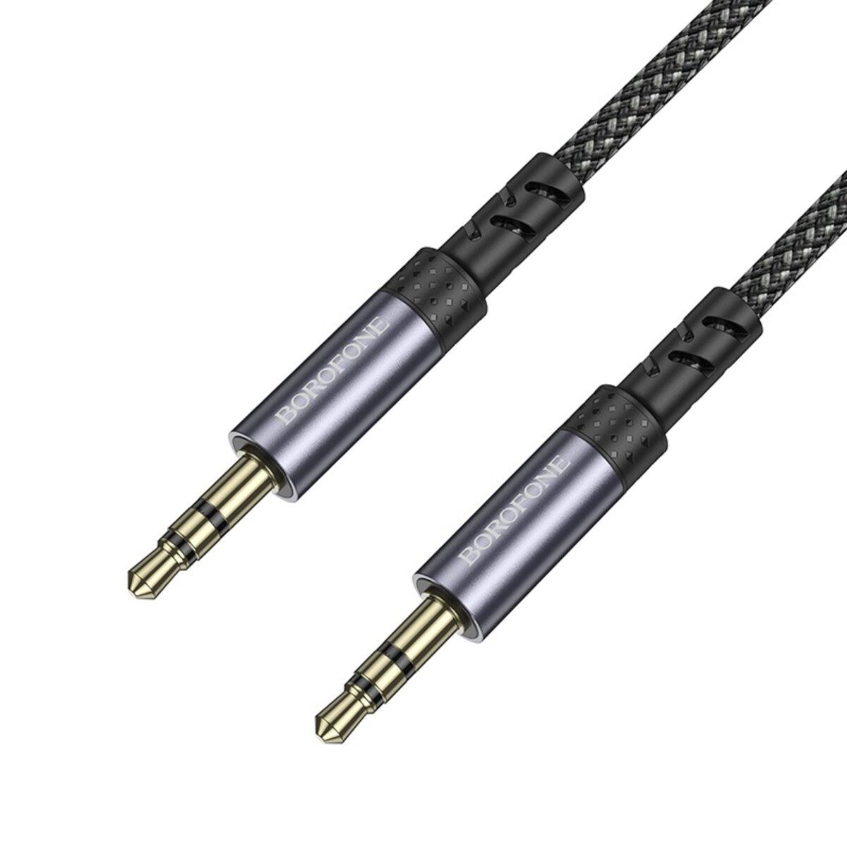 Аудіокабель BOROFONE BL24 3.5mm male to 3.5mm male, nylon braid, 1m, Metal Grey