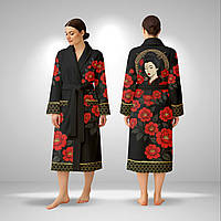 Кимоно женское из плюшевого велюра Red Camellia 29456 3XL, уютное и стильное, для дома и отдыха.