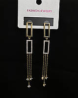 Сережки прямокутні застібка - пусет золотого кольору 32425 One Size