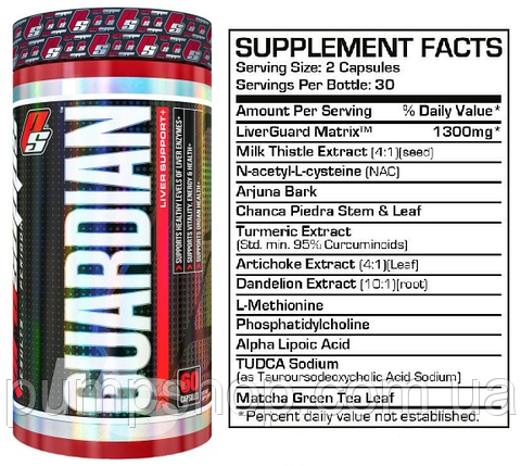 Для підтримки та відновлення печінки ProSupps Guardian 60 капс., фото 2