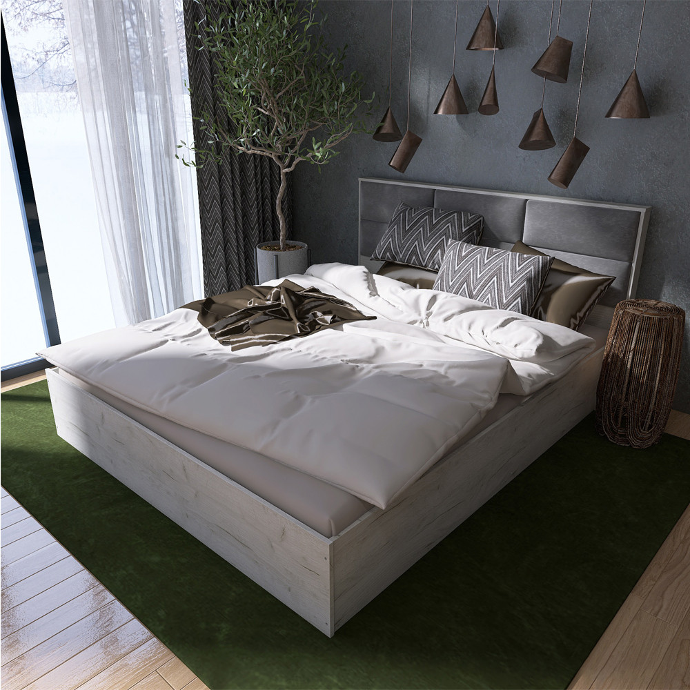 Ліжко двоспальне Еверест КЛ-1400 Лайт (щит ДСП під матрац) 140х200 см Дуб Крафт білий (DTM-071070), фото 1