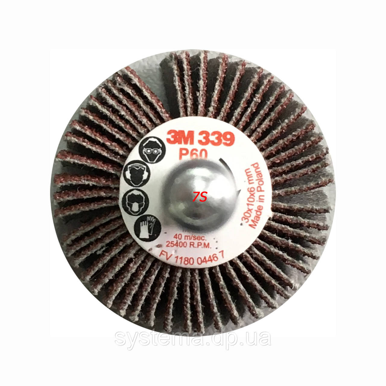 Пелюсткова щітка на шпинделі 3M™ 339 SM, 30х10х6 мм, P120, 64478