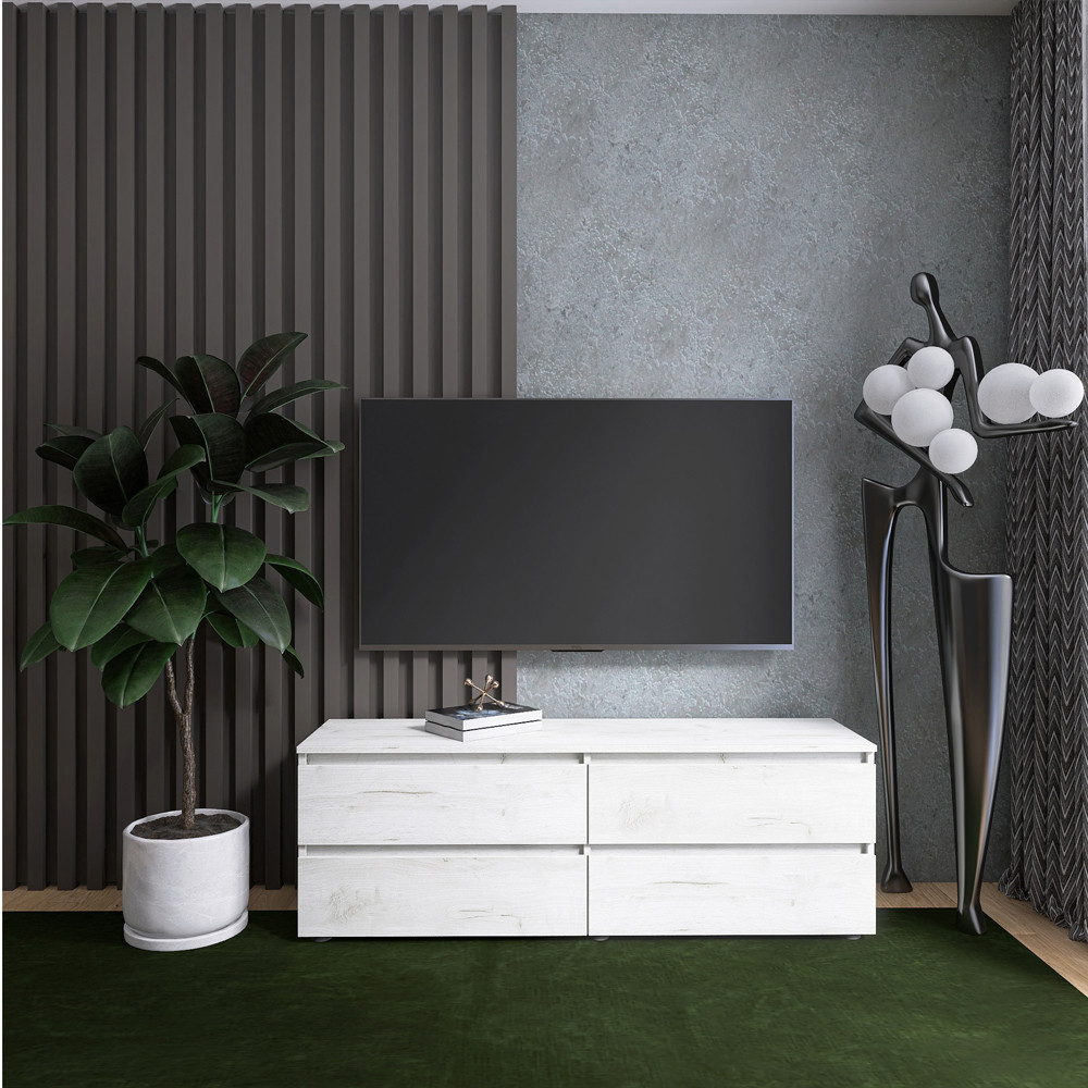 Тумба під телевізор Еверест ЛТВ-1400 Лайт 140х38х49 см Дуб Крафт білий (DTM-071082)