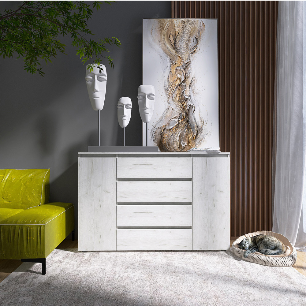 Комод Еверест КЛ-4 Лайт (телескопічні) 140х38х93 см Дуб Крафт білий (DTM-071077)