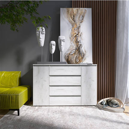 Комод Еверест КЛ-4 Лайт (телескопічні) 140х38х93 см Дуб Крафт білий (DTM-071077), фото 1