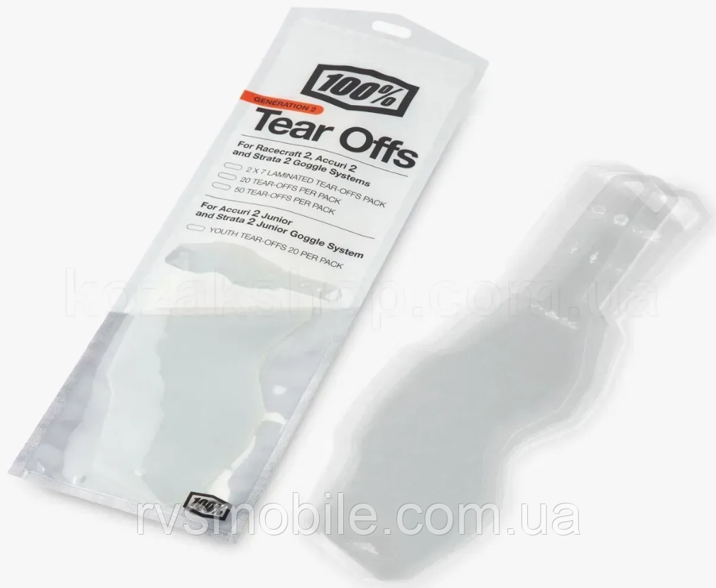 Зривки для окулярів Ride 100% Generation II 50 pack of tear-offs