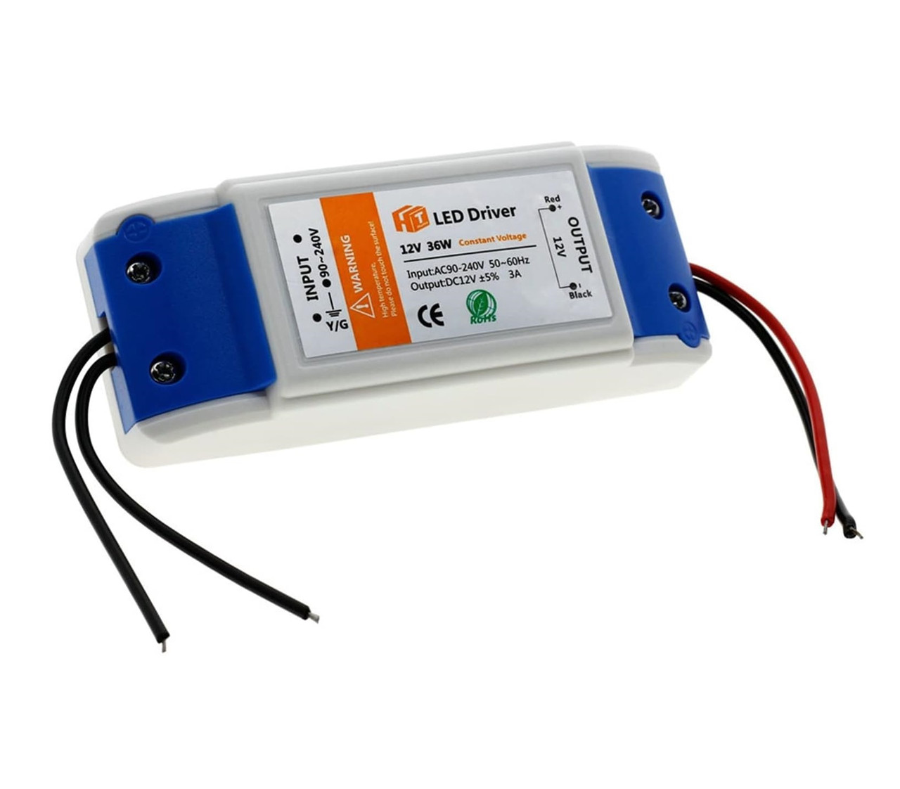 БЖ для світлодіодних стрічок DC 12V, 3A, 36W, AC90-240V, імпульсний LED-драйвер, закритий корпус