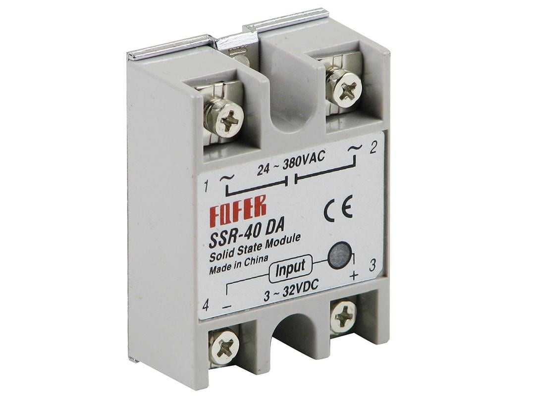 Твердотіле реле SSR-40DA 40A 3–32V DC / 24–380V AC – модуль безконтактного керування навантаженням