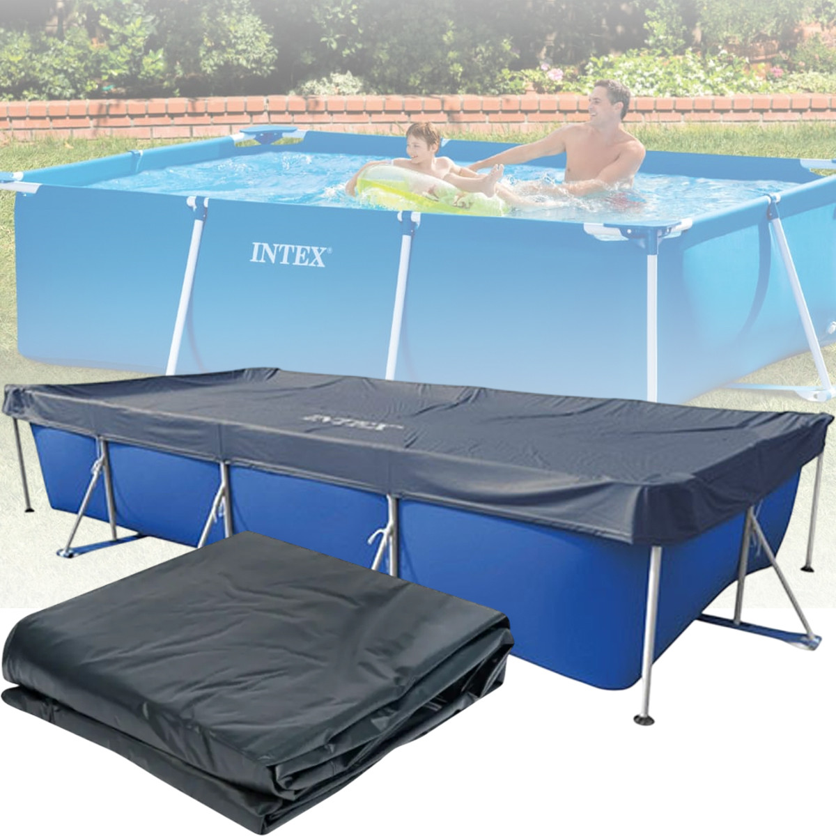 Захисний тент чохол для каркасного прямокутного басейну Intex 460 х 226 см 28039, фото 1