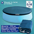 Захисний тент для круглого басейну з фіксуючим шнуром 244 см Intex 28020 Синій, фото 2