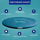 Захисний тент для круглого басейну з фіксуючим шнуром 244 см Intex 28020 Синій, фото 4