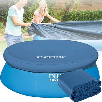 Захисний тент для круглих надувних басейнів з дренажними отворами 457 см Intex 28023 Синій