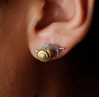 Сережки-равлики, сережки "Равлики", сережки з равликами, сережки двоколірні