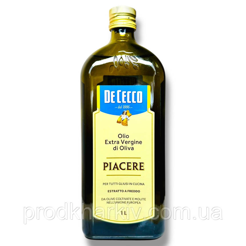 Оливкова олія DE CECCO PIACERE Olio Extra Vergine di Oliva 1 літр (скло), фото 1