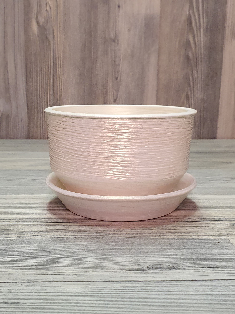 Горщик / вазон 0.4 л. для квітів Білий з золотом,, з піддоном, кімнатних (домашніх) рослин