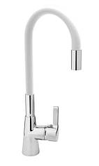 Змішувач для кухні з гнучким виливом білий Fala 75706