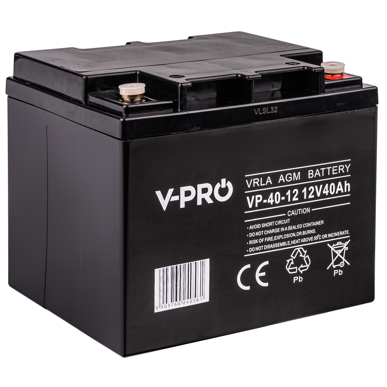 Акумулятор AGM VRLA V-PRO 12V 40Ah необслуговуваний VOLT POLSKA