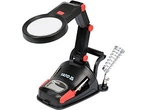 Лупа складна на підставці з двома лінзами і світлодіодним підсвічуванням YATO YT-73861