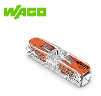 Клемa швидкого монтажу WAGO 221-2411 прохідна на 2 провідники до 4 мм2, прозора