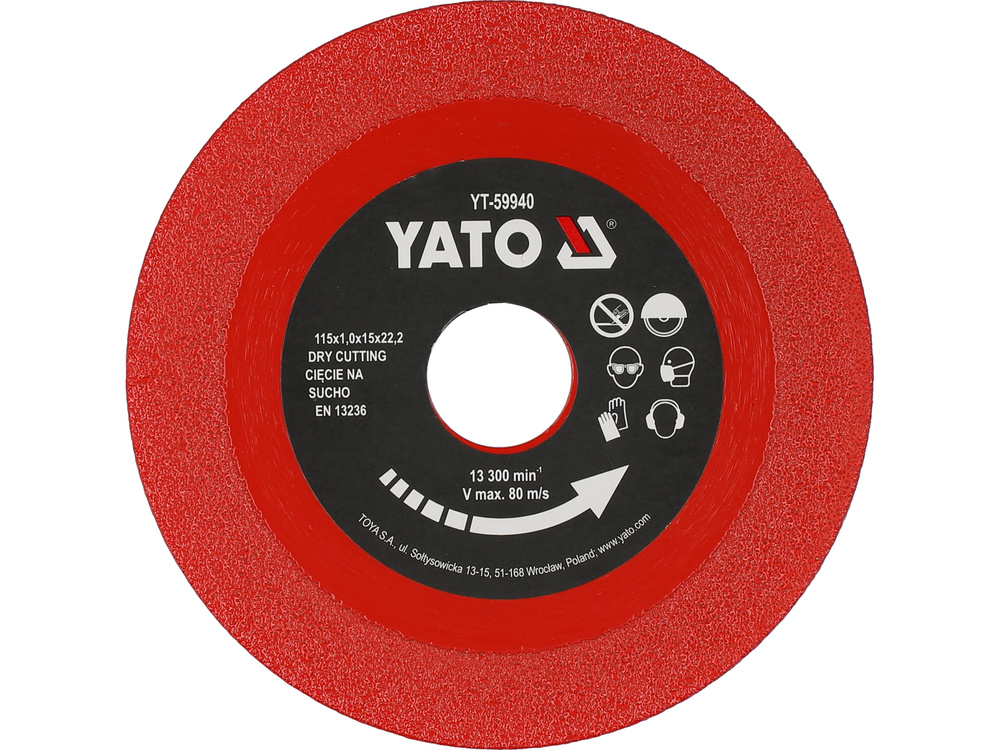 Алмазний диск для різання скла і плитки 115ммх1.0х22.23мм YATO YT-59940, фото 1