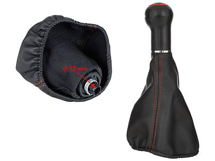VW Bora, Vento, Golf, Polo, Jetta, Lupo, Seat Toledo, Leon ручка КПП 5 ст + чохол із червоною ниткою арт DA-21086, фото 2