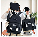 Рюкзак жіночий комплект 5 в 1 чорний без брелка 507G, фото 2