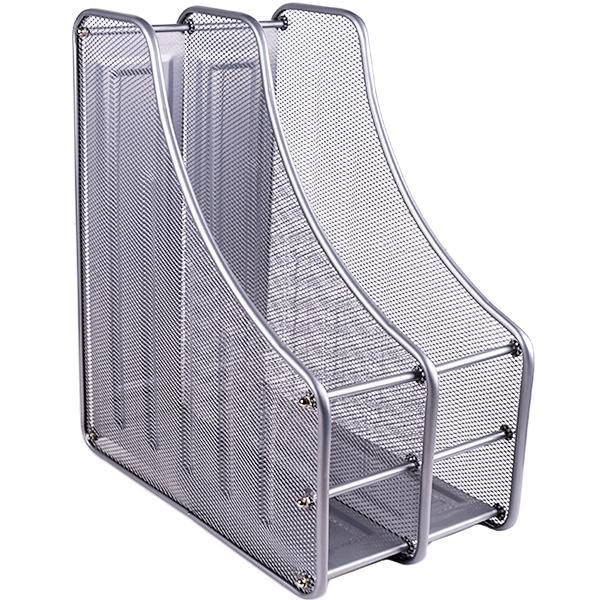 Лоток органайзер для документів папок паперу а4 канцелярії вертикальний на 2 відділення срібло «метал», фото 1