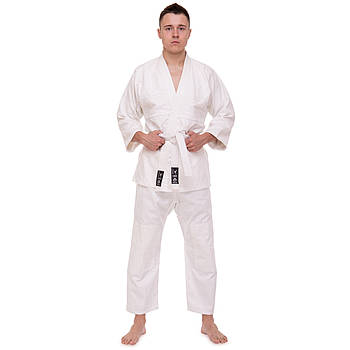 Кімоно для дзюдо MATSA GA-0013 біле (куртка, штани, пояс) бавовна