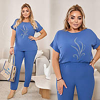 Жіночий літній якісний базовий комфортний костюм футболка штани софт преміум батал