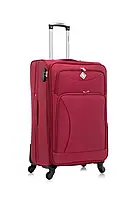 Валіза тканинна на 4-х колесах дорожня для подорожей велика міцна вишнева Bonro Tourist