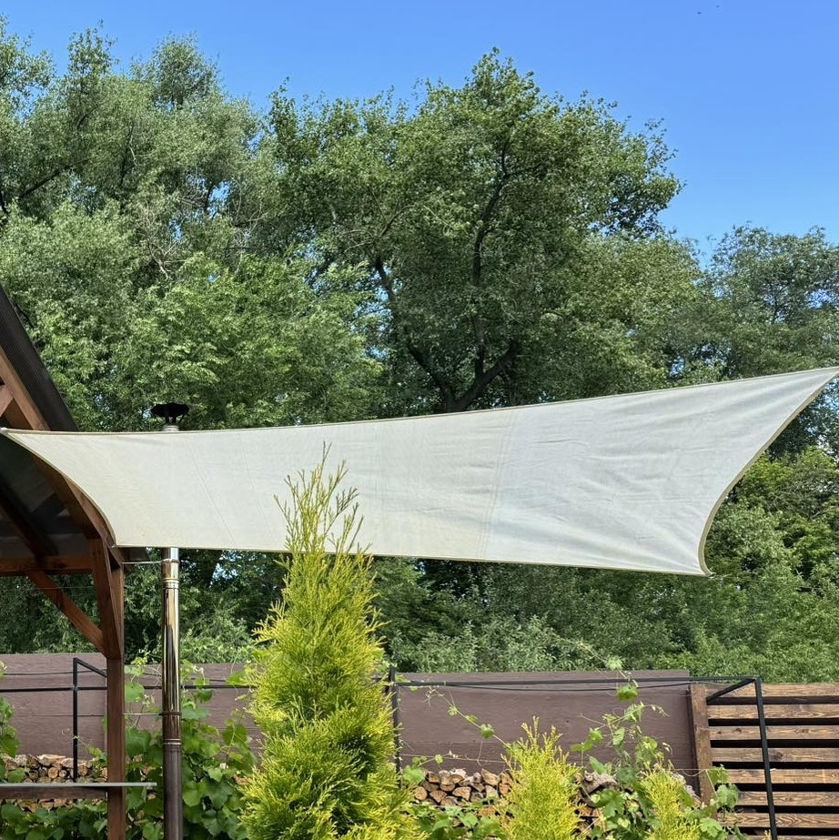 Тент навіс захисний від сонця прямокутний 4х5м сітка (Молочний), фото 1