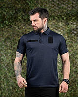 Тактична синя футболка днснс лакоста літня армійська, Військове поло синього кольору з липучками для шевронів вт5443