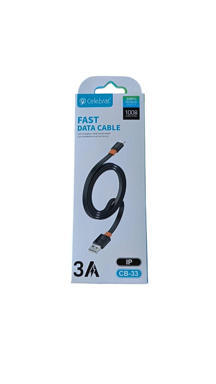 Кабель плоский, USB - Lightning, 3A, CB-33