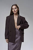 Піджак із поясом жіночий коричневий M-L