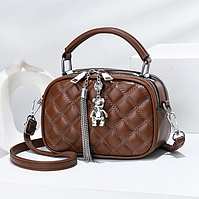 Маленька дитяча сумочка клатч з брелоком, міні сумка для дівчаток з ведмедиком