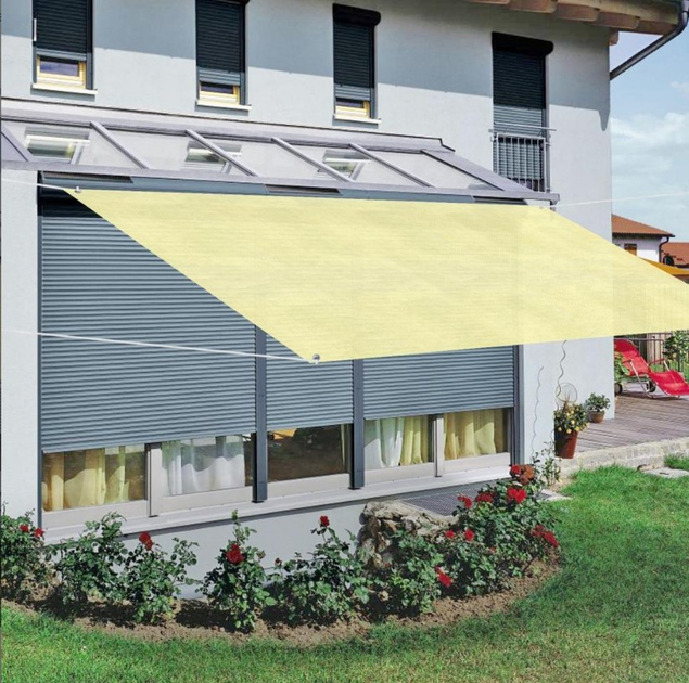 Тіньовий тент-вітрило від сонця прямокутний 2х3м сітка (Молочний)