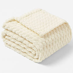 Плед двоспальний 200×150см, Білий / Покривало на ліжко / Плед на ліжко / Плед покривало