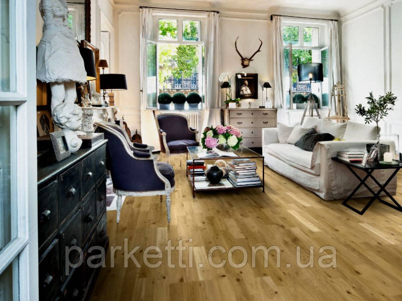 Паркетна дошка Focus Floor Дуб Khamsin 3-смуговий, лак, фото 1