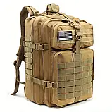 Тактичний армійський рюкзак 1000D об'єм 50.01 л, MOLLE-сітка, амортизаційні плечові ремені, фото 5