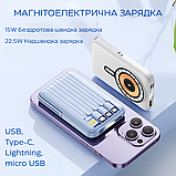 Павербанк бездротовий магнітний 10000мАг, Powerbank з кабелями Type-C/Lightning/micro USB/USB, 22.5Вт Black, фото 6
