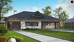 MS-003 AL . Проект одноповерхового будинку з вбудованим гаражем
