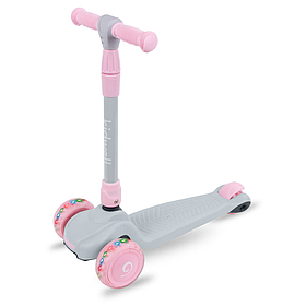 Самокат триколісний дитячий із підсвічуванням коліс Kidwell Jax gray/pink (колеса PU) Сіро-рожевий